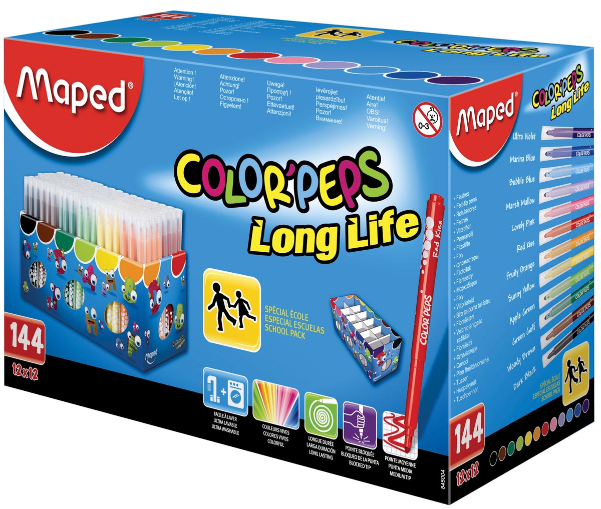 Maped Viltstift Color'Peps 144 stiften kartonnen doos