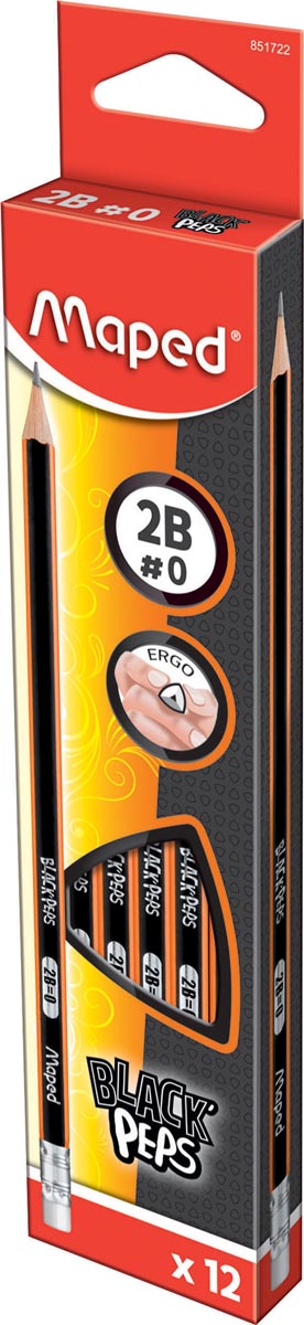 Maped potlood Black'Peps 2B, met gum