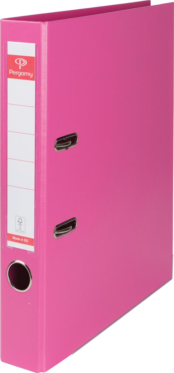 Pergamy ordner A4 formaat polypropyleen roze rug 5 cm ecologisch