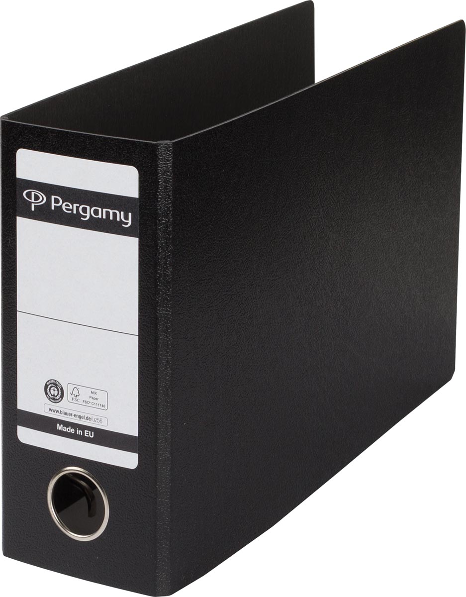 Pergamy ordner A5 liggend zwart karton 8 cm rug hefboomsysteem ecologisch