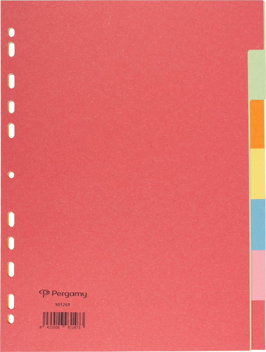 Pergamy Tabbladen A4 Manilla Karton Ecologisch Geassorteerde Pastelkleuren 7 Tabs