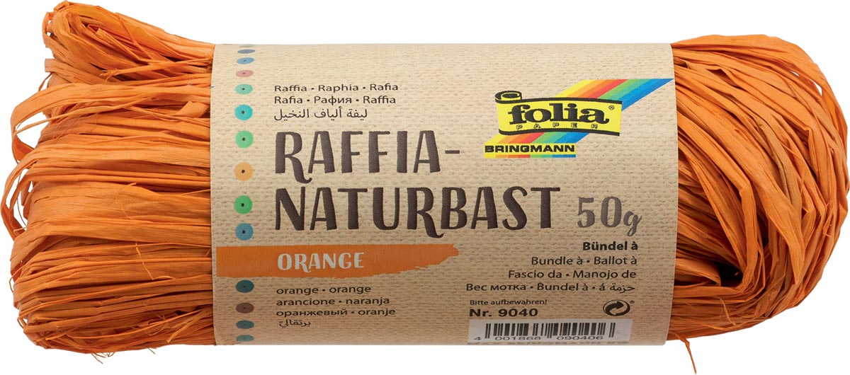Folia raffia oranje 50 g knutselmateriaal
