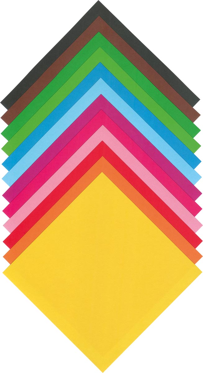 Folia vouwpapier 13 x 13 cm 100 vel bruin grijs donkergroen lichtgroen donkerblauw bordeaux lichtblauw roze oranje geel rood