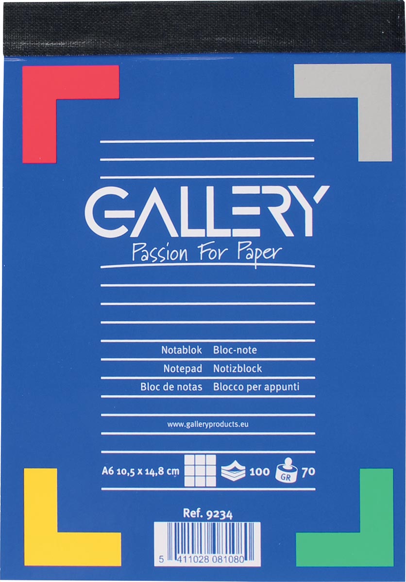 Gallery notitieblok A6 geruit 5 mm beige 200 pagina's houtvrij papier 70 g/m²