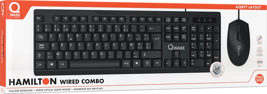Qware Hamilton toetsenbord zwart qwerty 515x165x45 mm