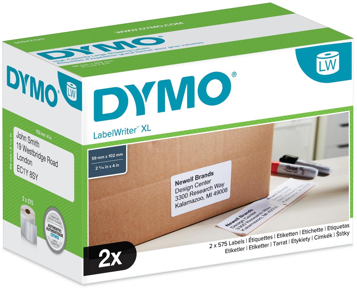 Dymo LabelWriter etiketten 102 x 59 mm wit 1150 stuks