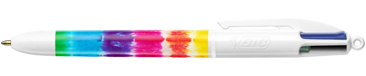 Bic Colours Tie-Dye Botanical 4-kleurenbalpen, medium, klassieke inktkleuren, display van 30 stuks