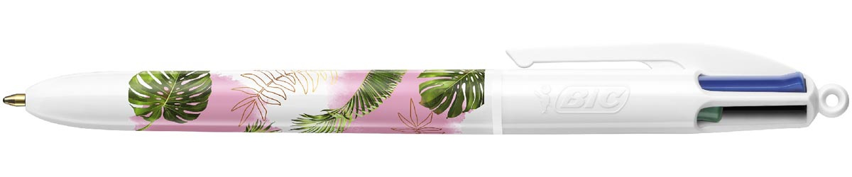Bic Colours Tie-Dye Botanical 4-kleurenbalpen, medium, klassieke inktkleuren, display van 30 stuks