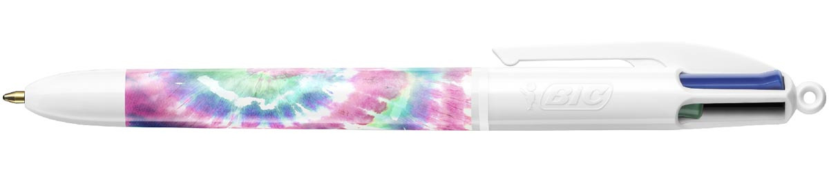 Bic Colours Tie-Dye Botanical 4-kleurenbalpen, medium, klassieke inktkleuren, display van 30 stuks