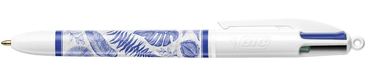 Bic Colours Tie-Dye Botanical 4-kleurenbalpen, medium, klassieke inktkleuren, display van 30 stuks