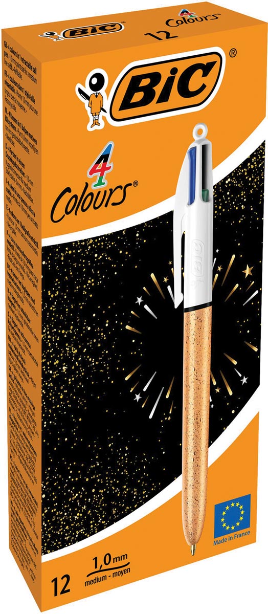 Bic Colours Frozen 4-kleurenbalpen, medium, klassieke inktkleuren, doos van 12 stuks