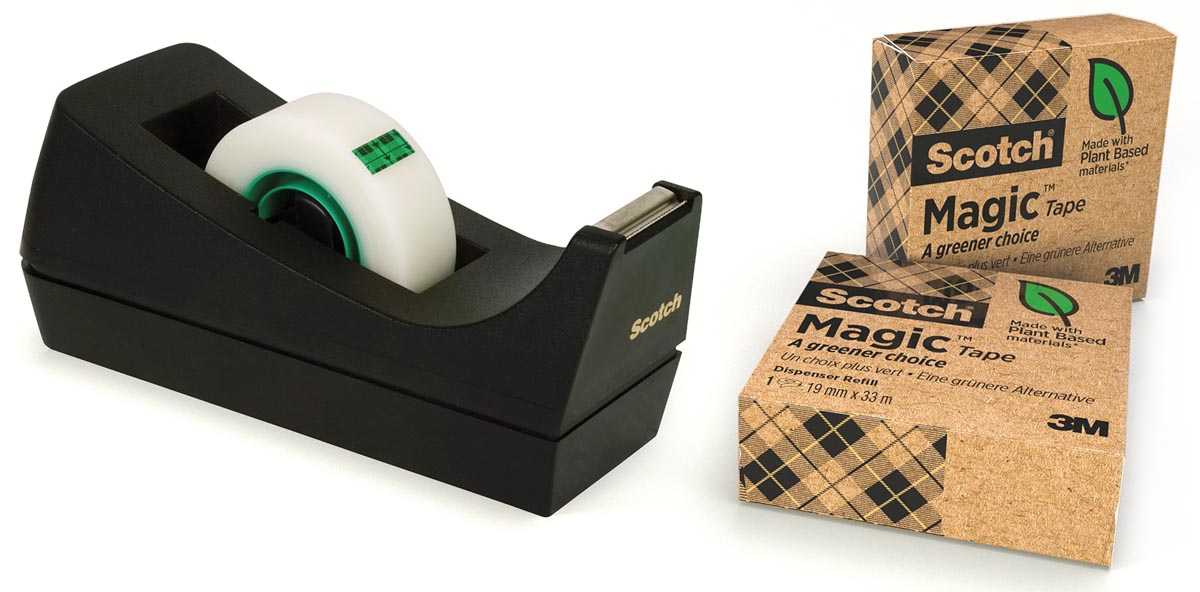 Scotch plakbandafroller C38 met 3 rolletjes ft 19 mm x 33 m