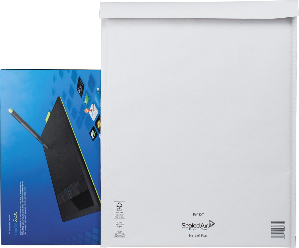 Mail Lite Plus luchtkussenenveloppen wit kraftpapier 350 x 470 mm stripsluiting 50 stuks