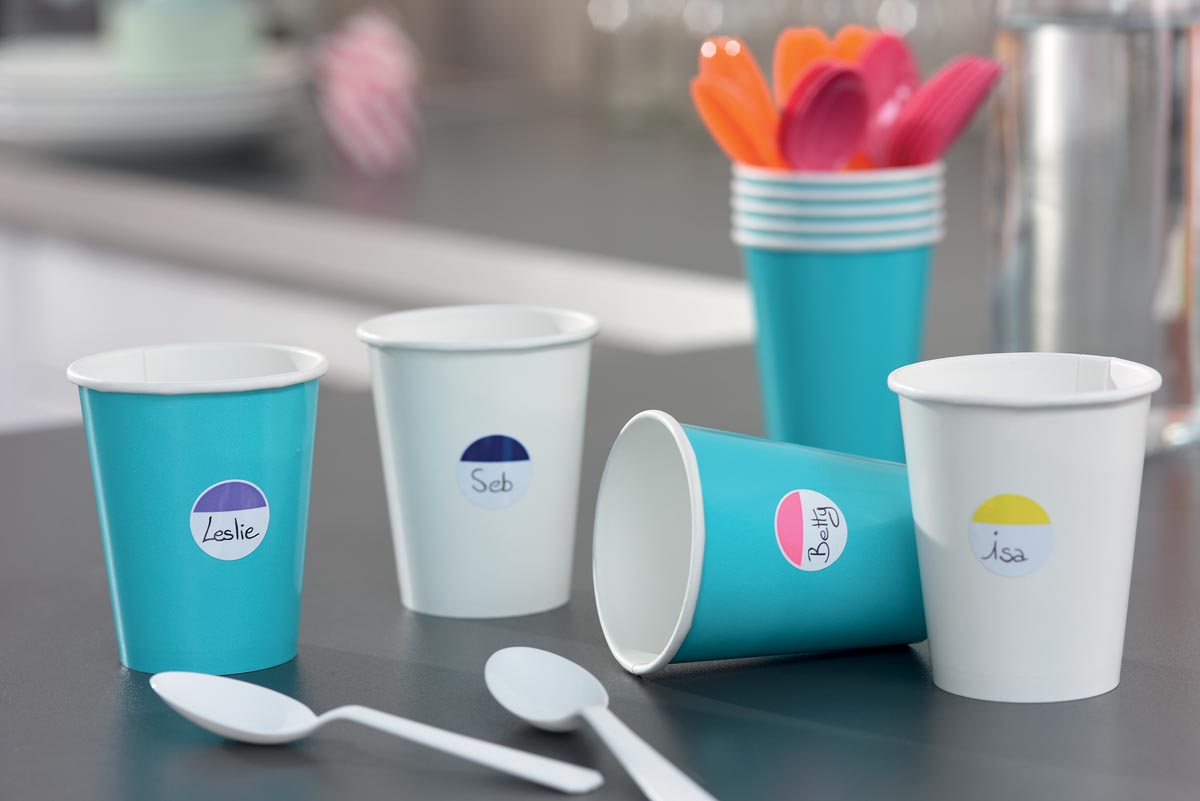 Avery Family gelamineerde etiketten, etui met 24 etiketten, geassorteerde formaten en standaard kleuren