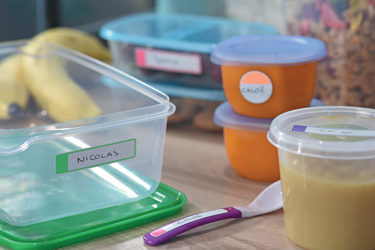 Avery Family gelamineerde etiketten, etui met 24 etiketten, geassorteerde formaten en standaard kleuren