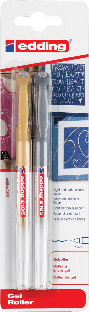 edding gelroller 2185 metaal 0.7 mm punt goud en zilver set van 2