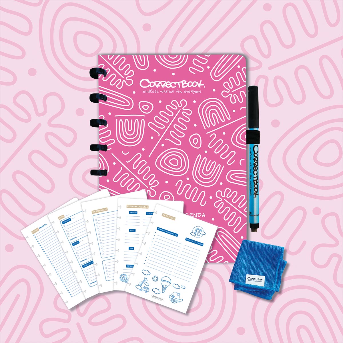 Correctbook Endless Agenda A5 Blossom Pink uitwisbaar herbruikbaar ecologisch