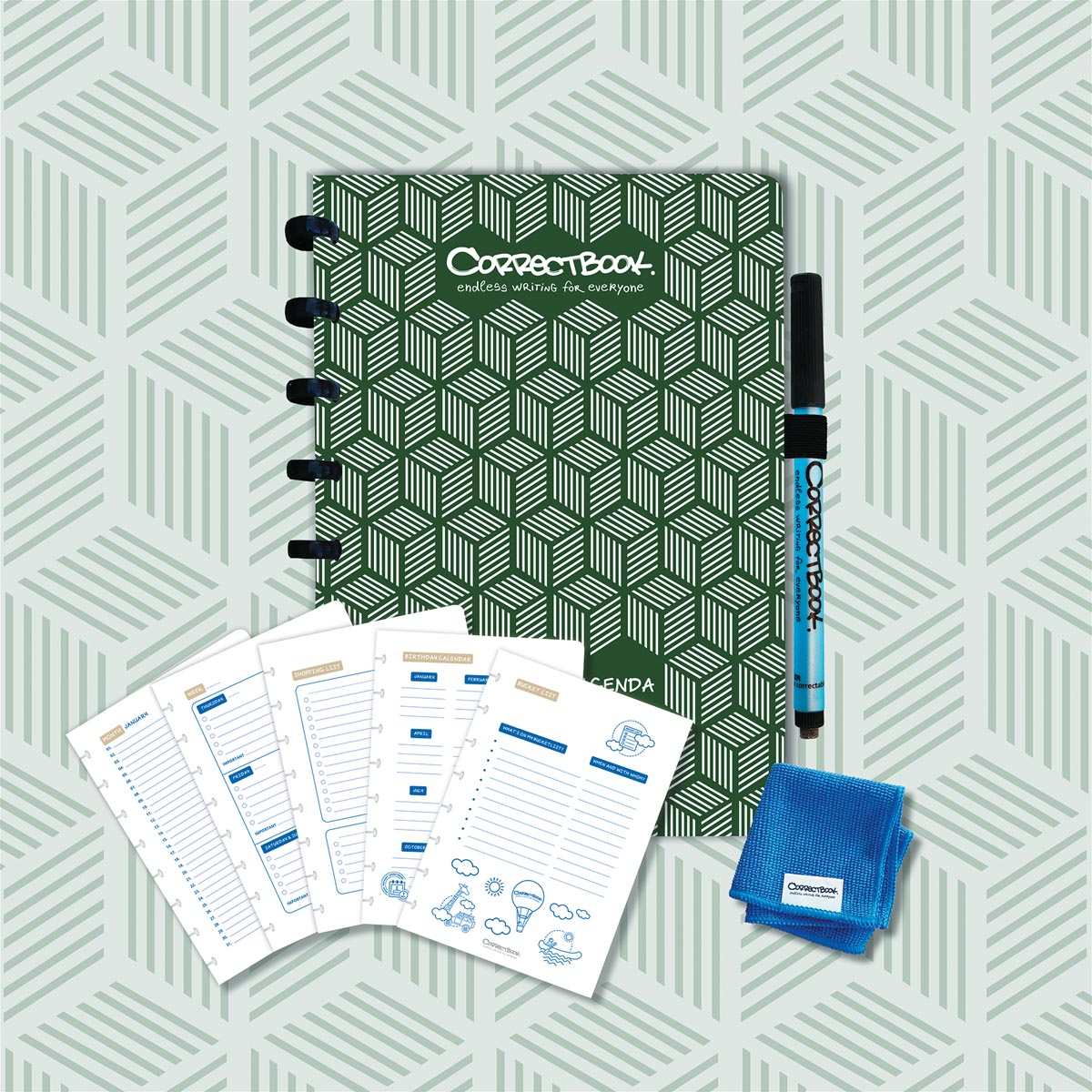 Correctbook Endless Agenda A5 Forest Green uitwisbaar herbruikbaar ecologisch