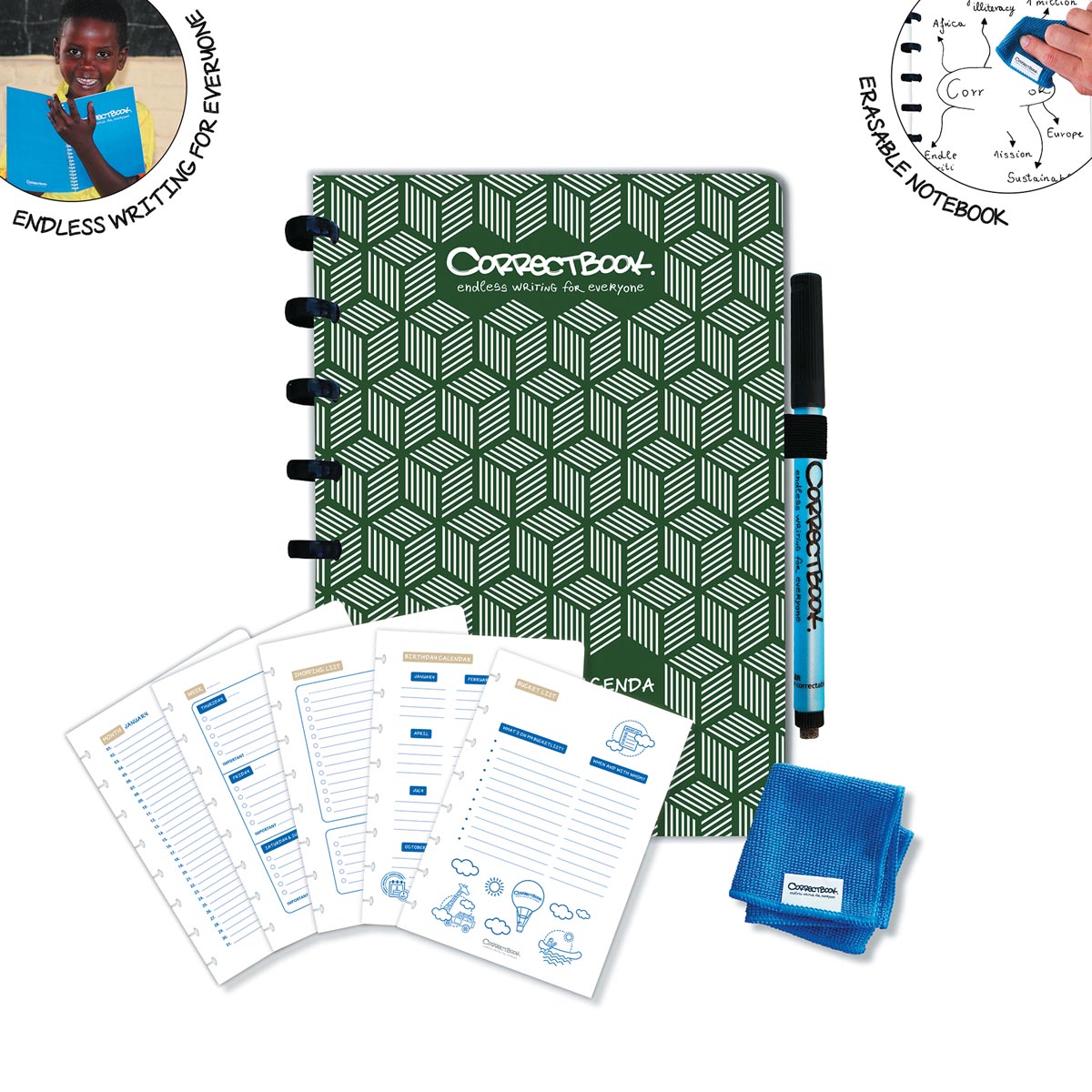 Correctbook Endless Agenda A5 Forest Green uitwisbaar herbruikbaar ecologisch