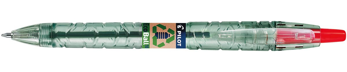 Pilot Ecoball B2P BeGreen balpen rood medium punt 0,3 mm gerecycled plastic