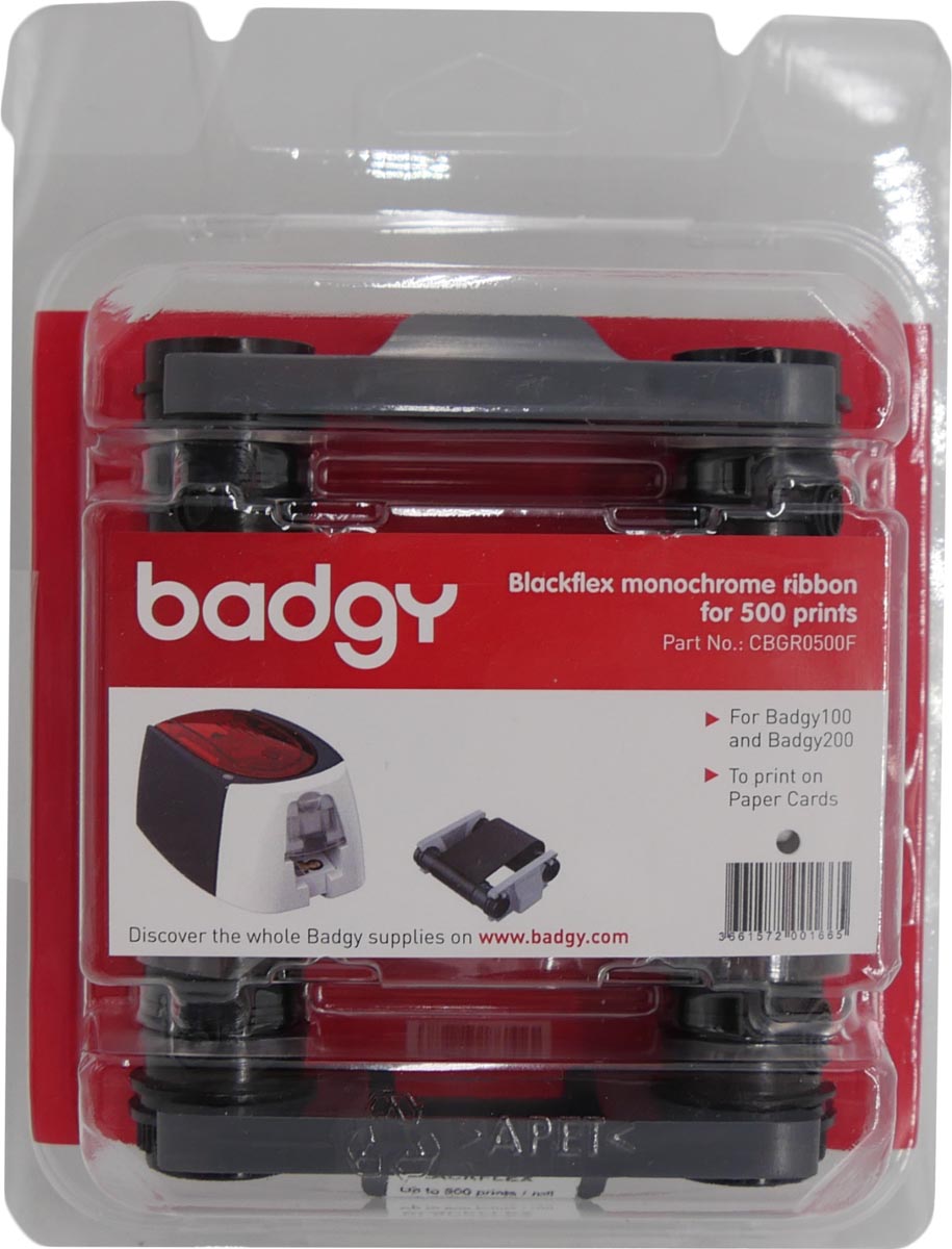 Badgy lint Blackflex, monochroom, zwartn voor kaarten uit papier
