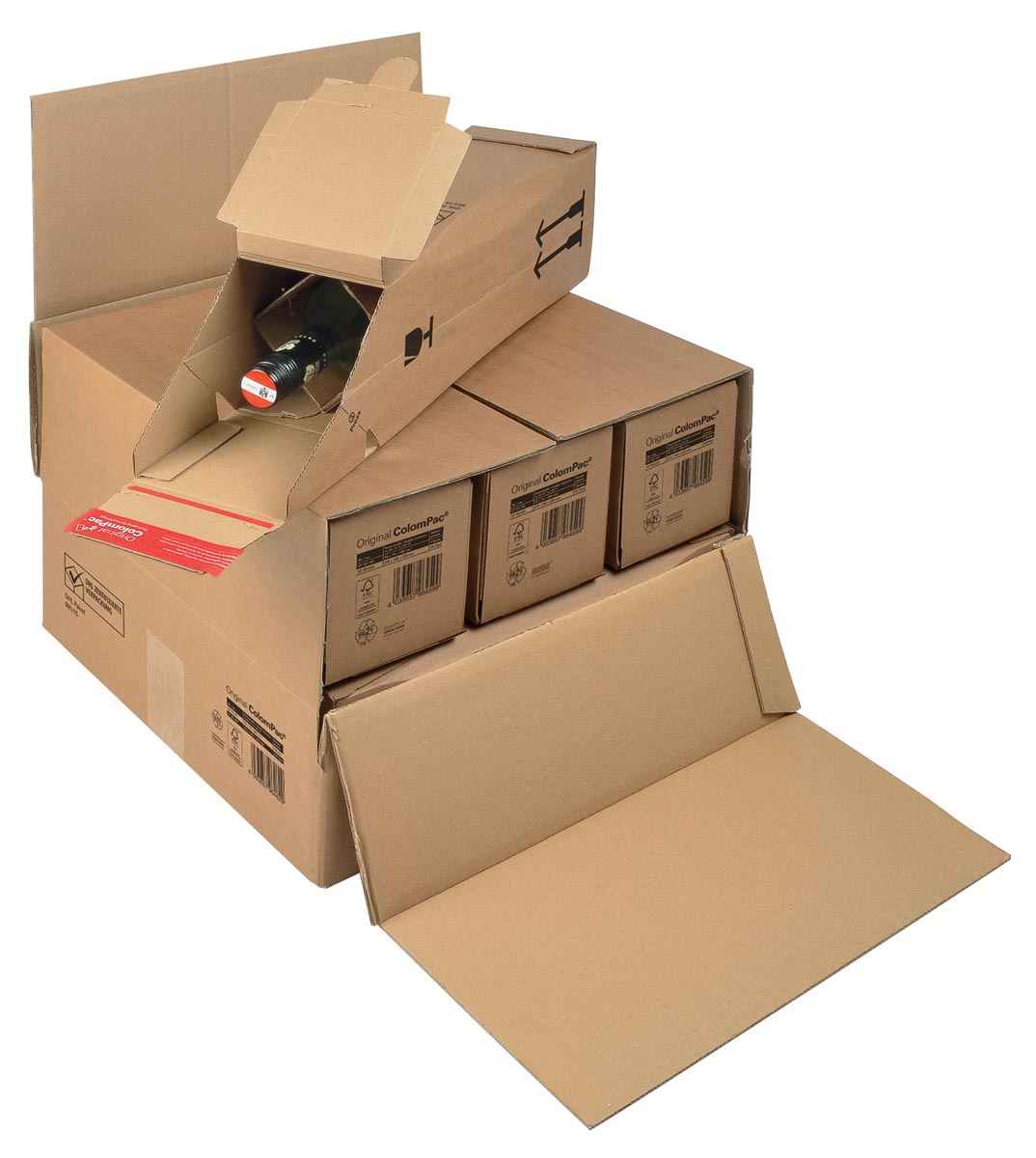 Colompac verzenddoos voor flessen bruin 37,5 x 36,5 x 25 cm 100% gerecycled polyethyleen