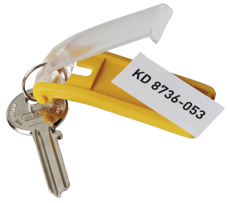 Durable Key Clip sleutelhanger kunststof geel 111x101x25 mm pak van 6