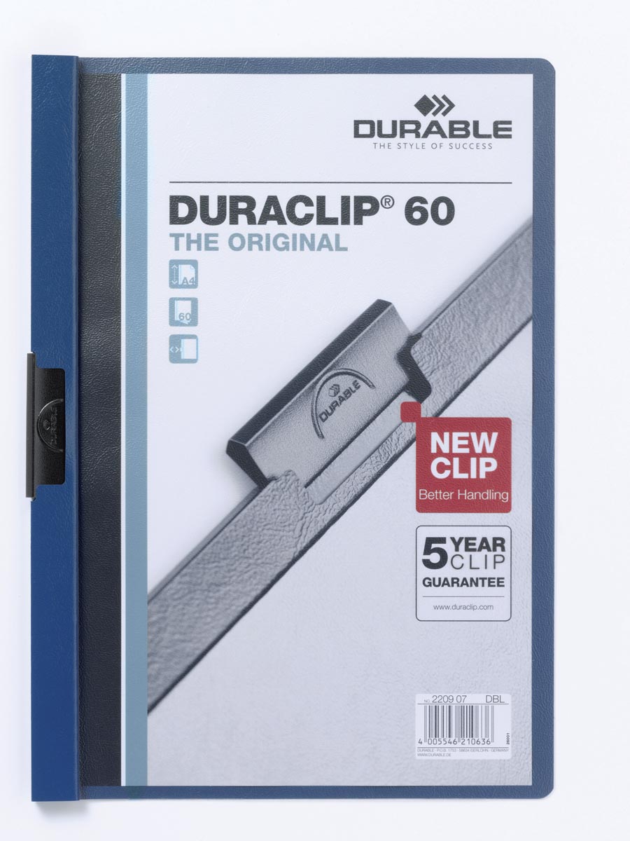 Durable Klemmap Duraclip Original A4 donkerblauw metaal capaciteit 60 vel