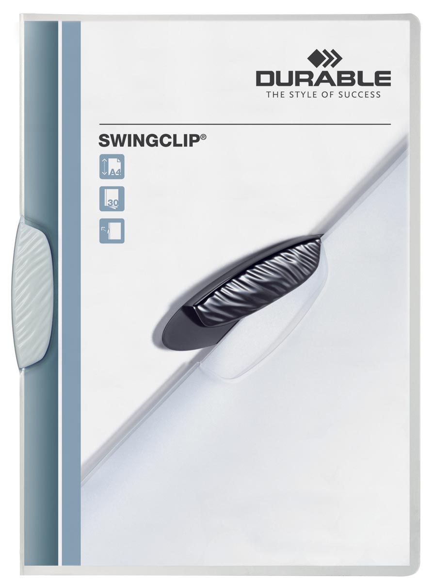 Durable klemmap Swingclip A4 wit transparante flexibele hardfolie 30 vel