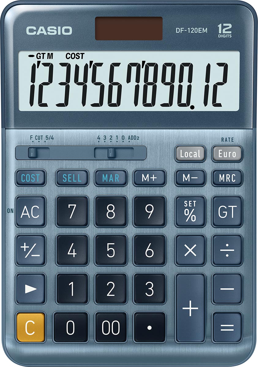 Casio Bureaurekenmachine DF-120EM blauw 220x140x35 mm