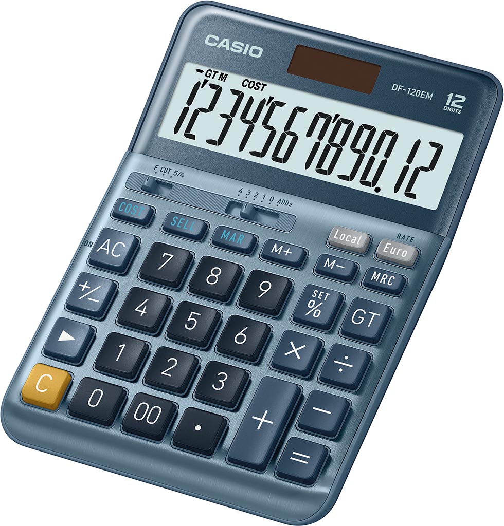 Casio Bureaurekenmachine DF-120EM blauw 220x140x35 mm