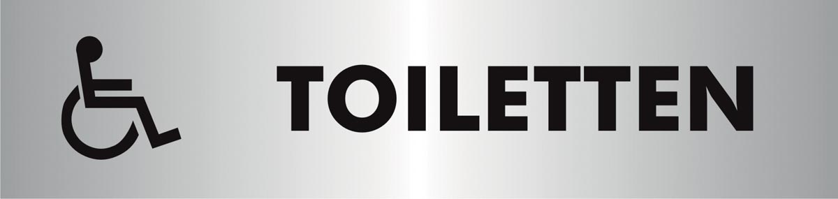 Stewart Superior zelfklevend pictogram toiletten voor andersvaliden acryl geborsteld aluminium effect 192x46x3 mm