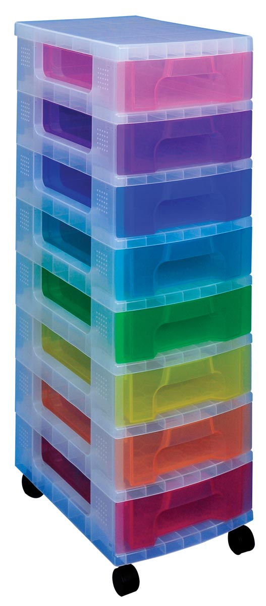 Really Useful Box Ladekast Transparante Kunststof 7L Geassorteerde Kleuren 89x42.5x30.5 cm
