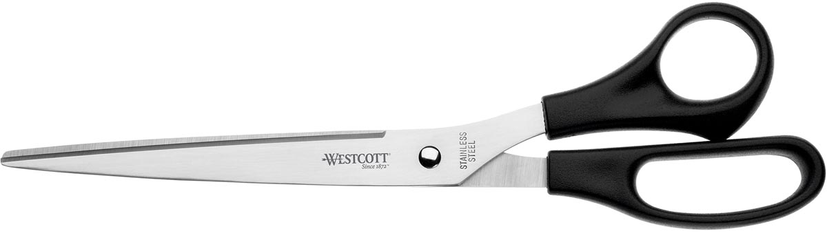 Westcott schaar, ft 26 cm, rechts en links, ronde punt, RVS, zwart, blister van 1 stuk