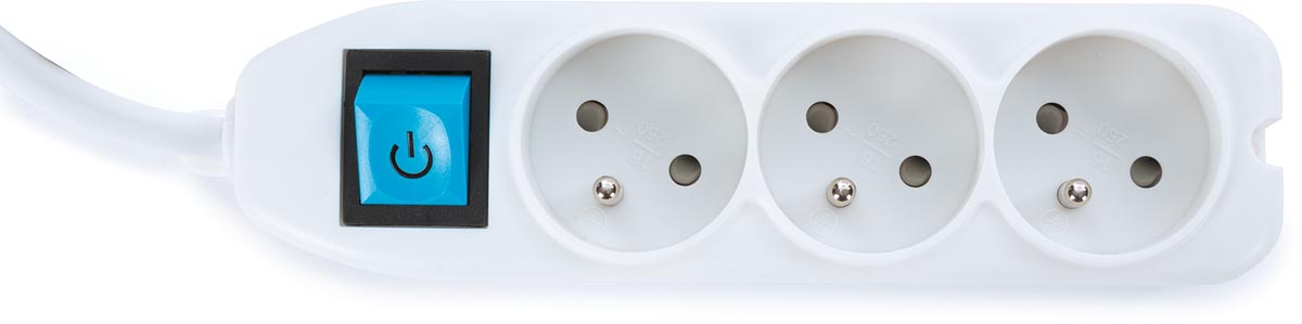 Perel contactdoos met 3 stopcontacten en schakelaar wit 235x120x115 mm