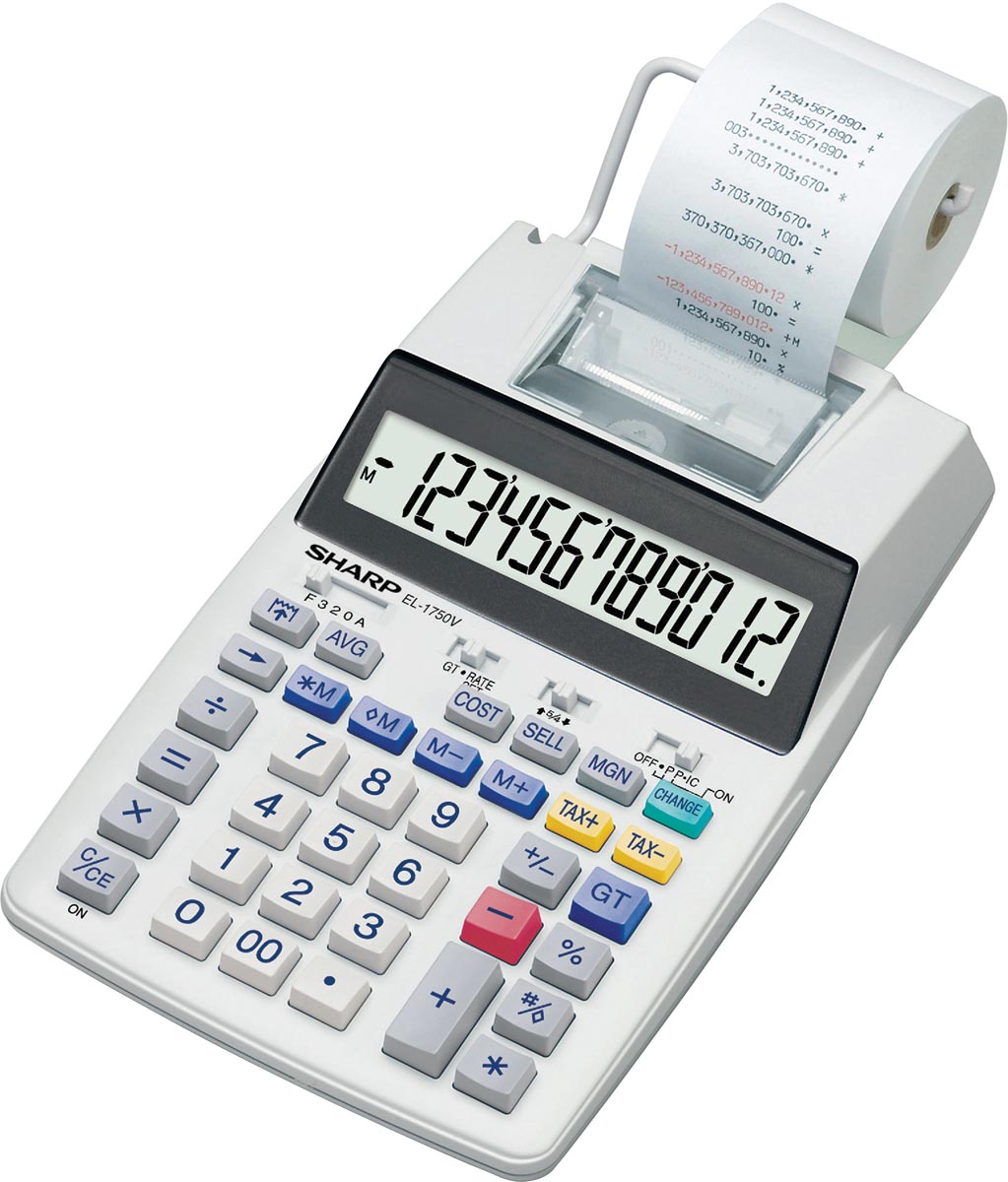 Sharp EL-1750V bureaurekenmachine wit 320x172x80 mm