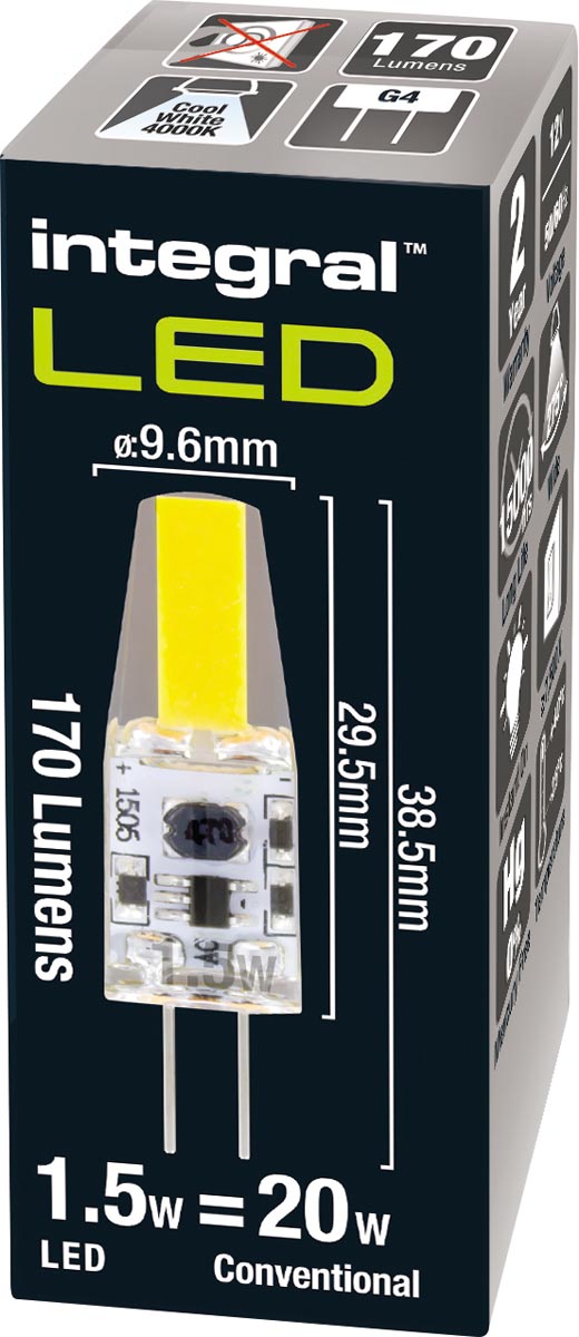 Integral LED spot G4 fitting wit 4.000 K 1,6 W 170 lumen niet dimbaar