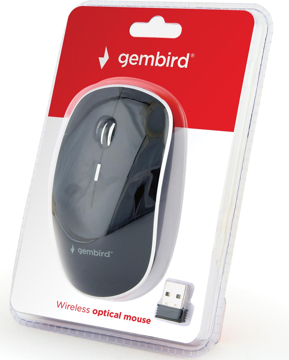 Gembird draadloze optische muis zwart 10 m bereik AA batterij