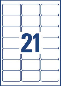 Avery J8160-100 adresetiketten 63,5 x 38,1 mm (b x h), 2.100 etiketten, wit