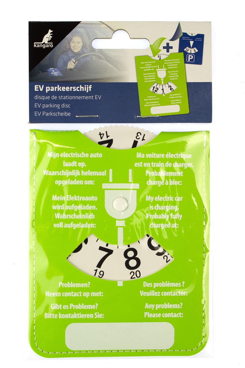 Kangaro tweezijdige laad- en parkeerschijf voor elektrische auto's groen/blauw 185x100x2 mm