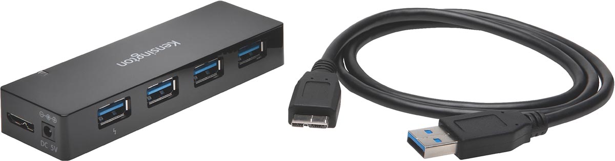 Kensington USB 3.0 Hub 4-poorten met oplaadfunctie Zwart 164x131x47 mm