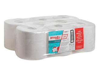 Wypall reinigingsdoeken L10, 1-laags, 6 rollen, 525 doeken, wit