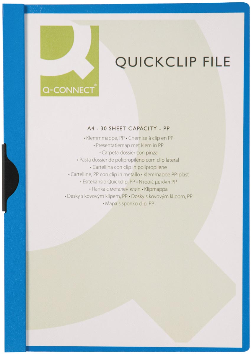 Q-CONNECT Klemmap A4 Transparant blauw PP 30 vel