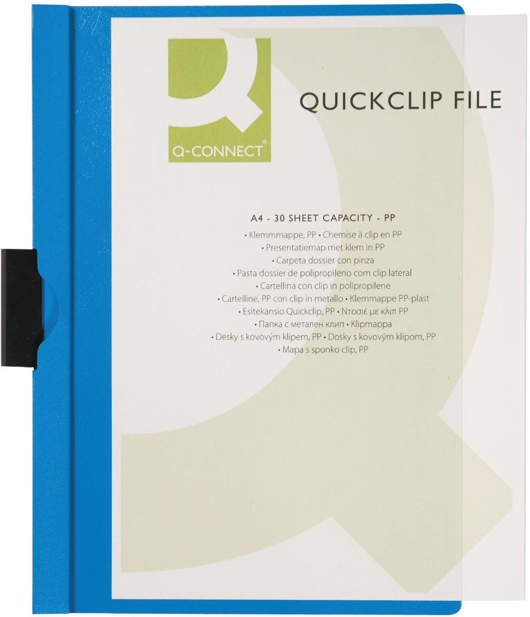 Q-CONNECT Klemmap A4 Transparant blauw PP 30 vel
