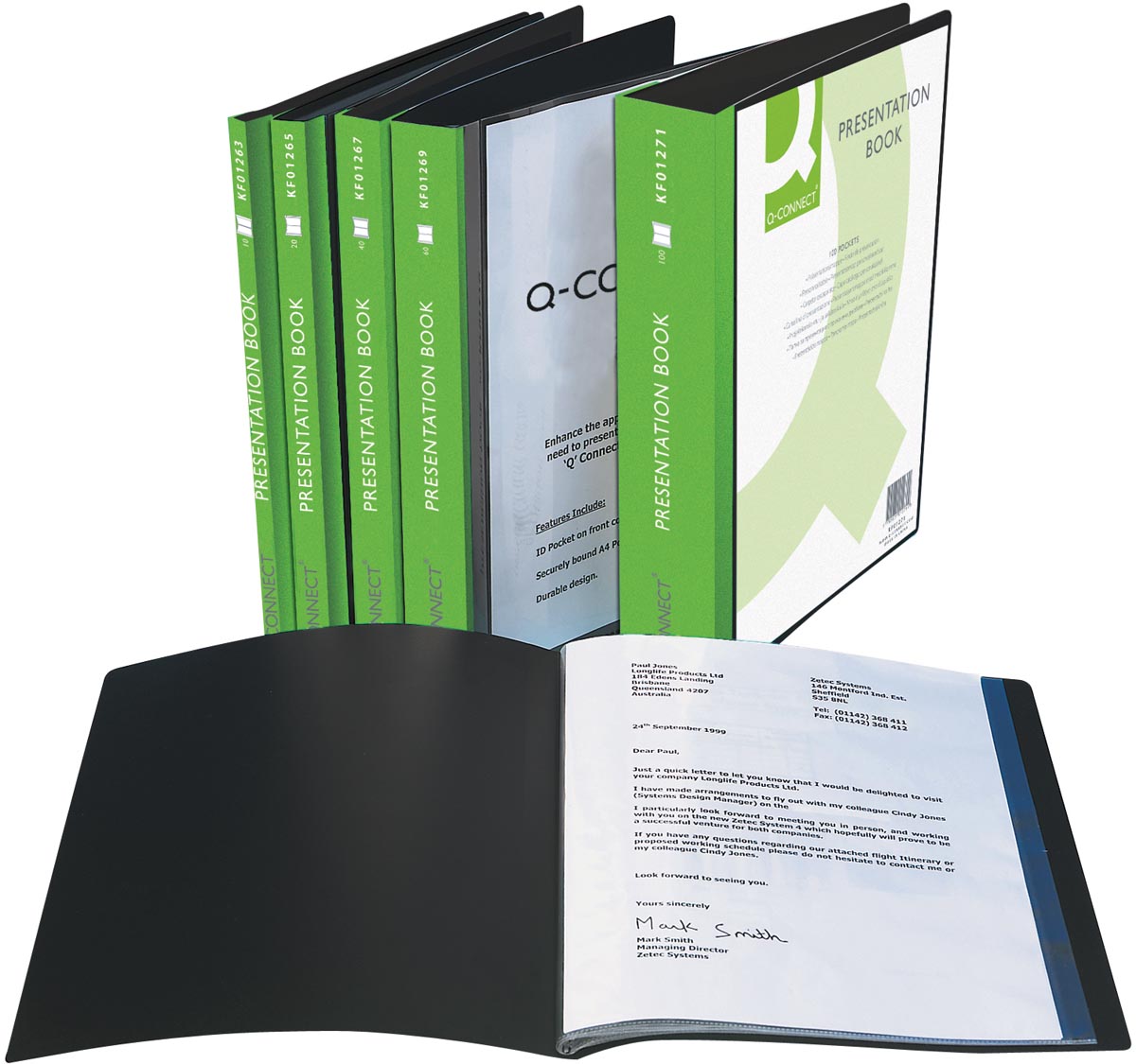 Q-CONNECT showalbum A4 zwart 10 tassen PP ecologisch