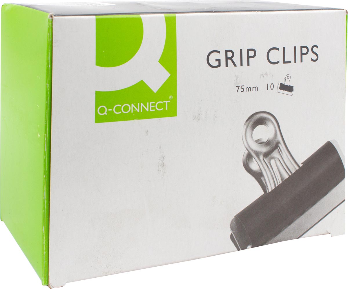 Q-CONNECT bulldogclip zwart staal 75 mm doos van 10 stuks