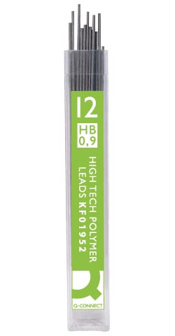Q-CONNECT potloodstiften 0,9 mm HB etui 12 stuks onbreekbaar en elastisch