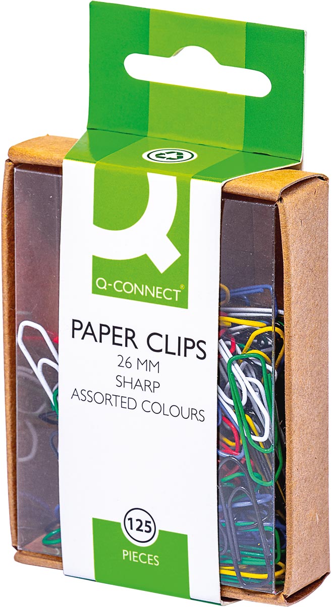 Q-CONNECT papierklemmen 26 mm gekleurd 125 stuks gegalvaniseerd staal