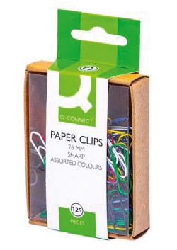 Q-CONNECT papierklemmen 26 mm gekleurd 125 stuks gegalvaniseerd staal
