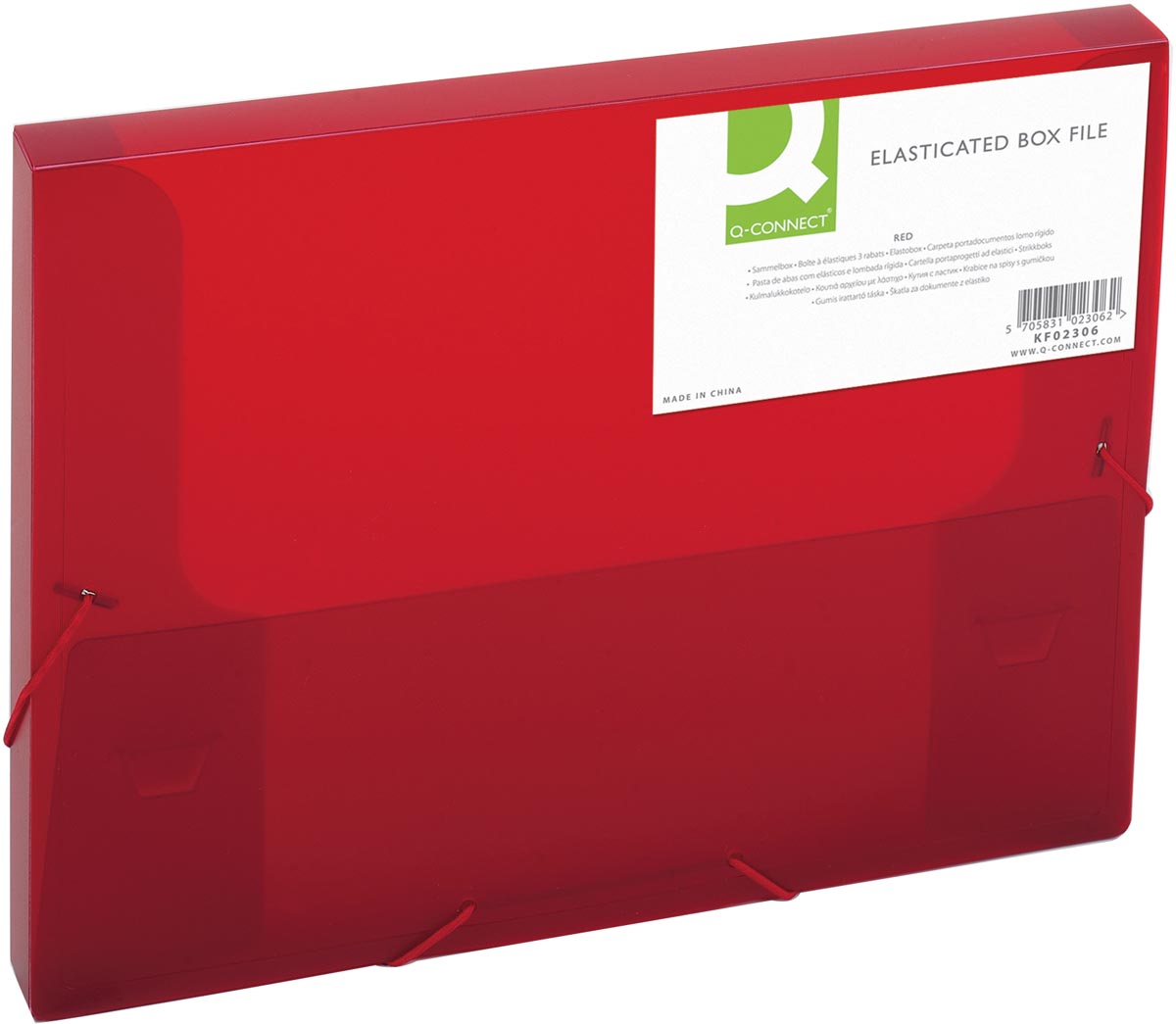 Q-CONNECT elastobox A4 met elastieken rood PP 25 mm rug